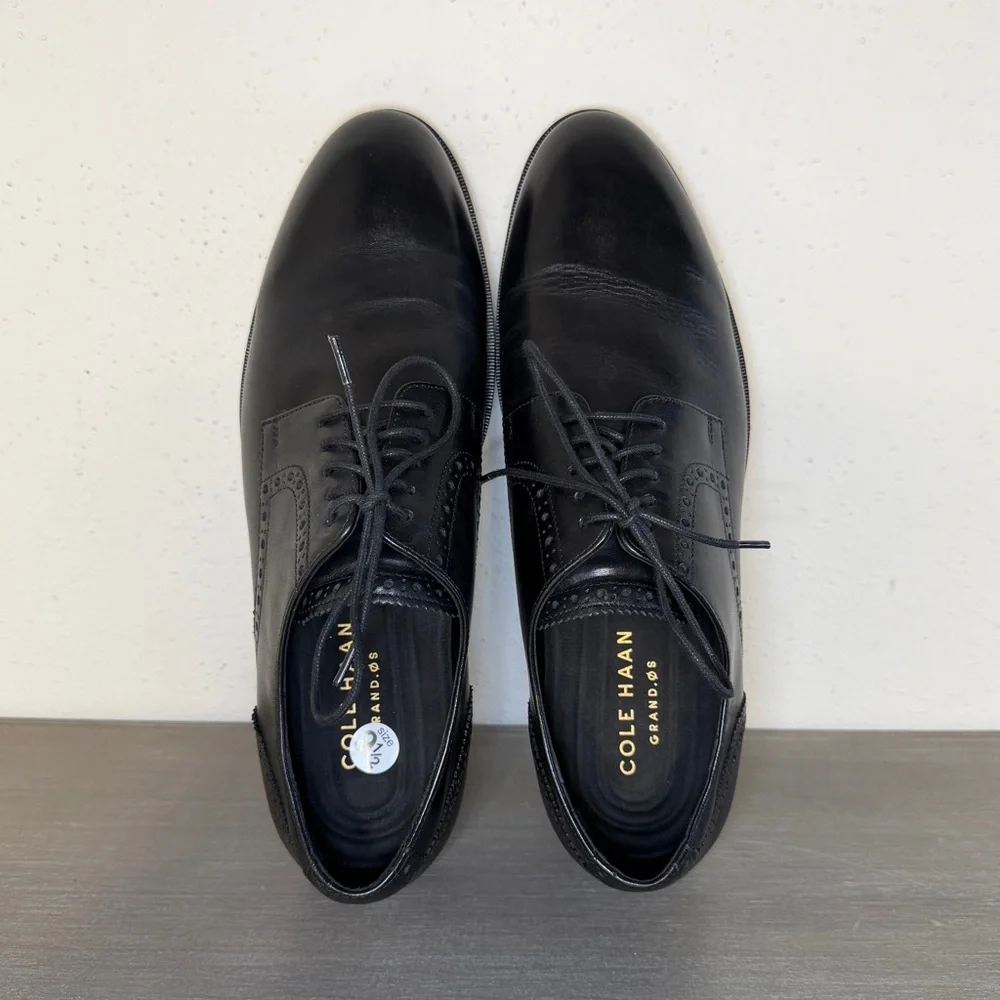 Cole Haan Grand.Os Men's Shoes Black Leather Wingtip Oxford Shoes Size 9.5M